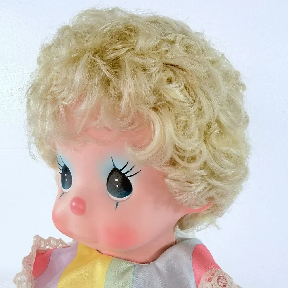 VTG Precious Moments Taffy The Clown Doll Pastel Ruffle 1980s Toy W/ Tag & Stand